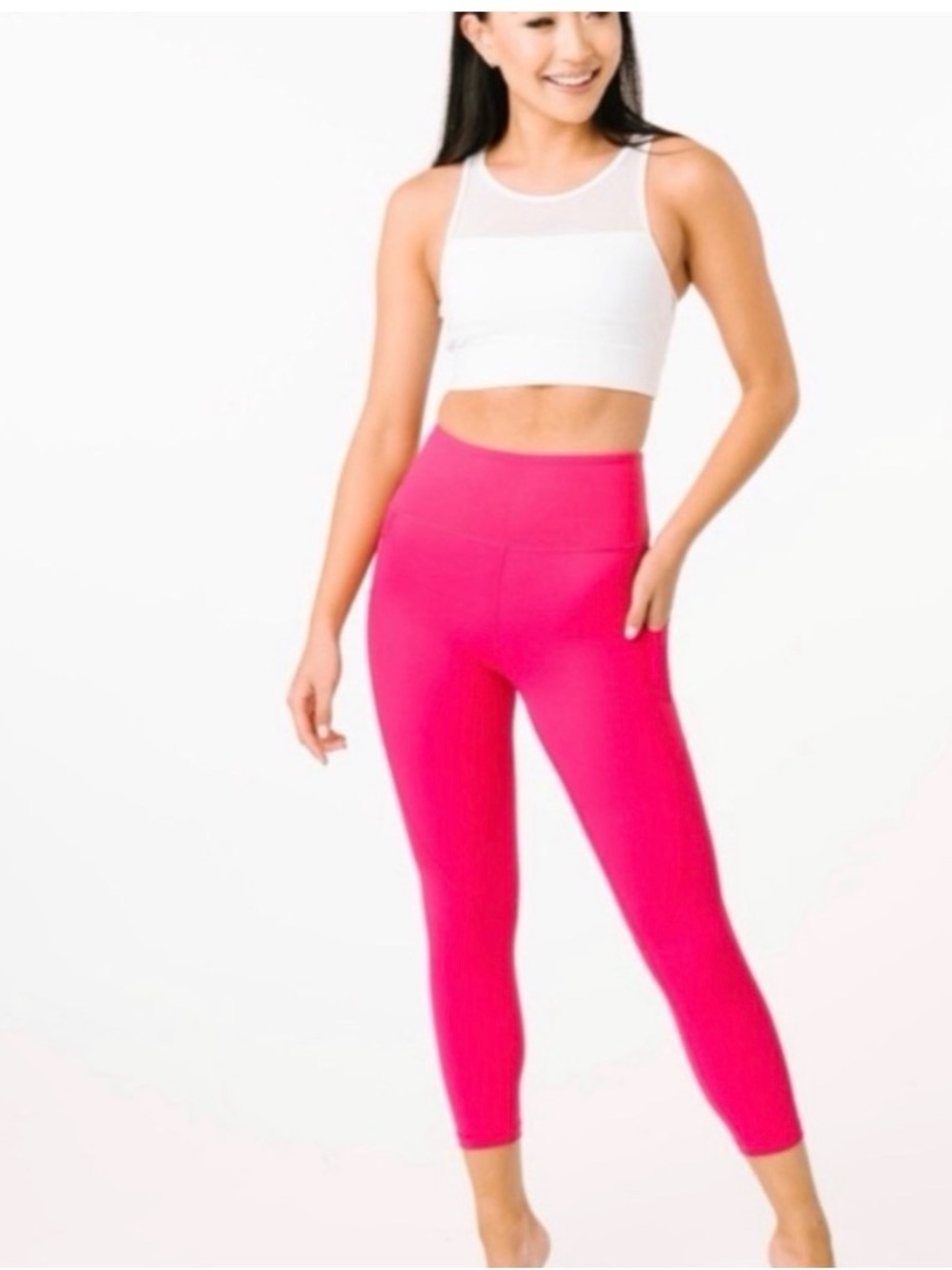 Zyia Active Party Pink Pocket Light nTight Leggings Sz 8-10